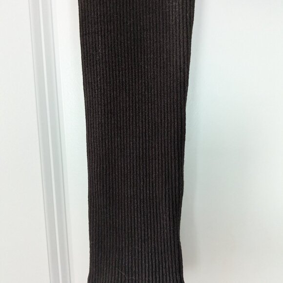 Zara Top Women's Large Brown Cropped Ribbed Cut-Out Long Sleeve Asymmetric Shirt - Picture 11 of 13